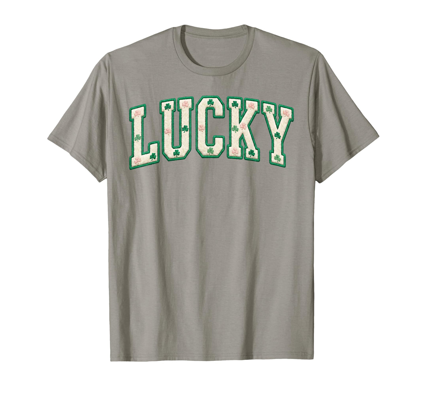 Lucky Four Leaf Clover Patch Style St Patricks Day T-Shirt