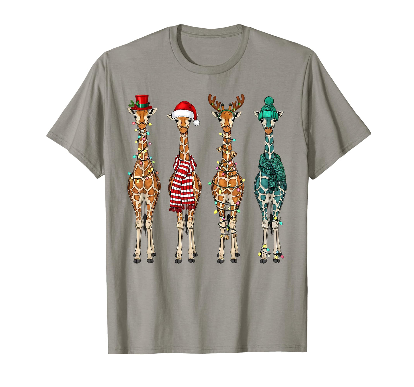 Cute Christmas Giraffe Funny Animal Lover Gift Kids Toddlers T-Shirt