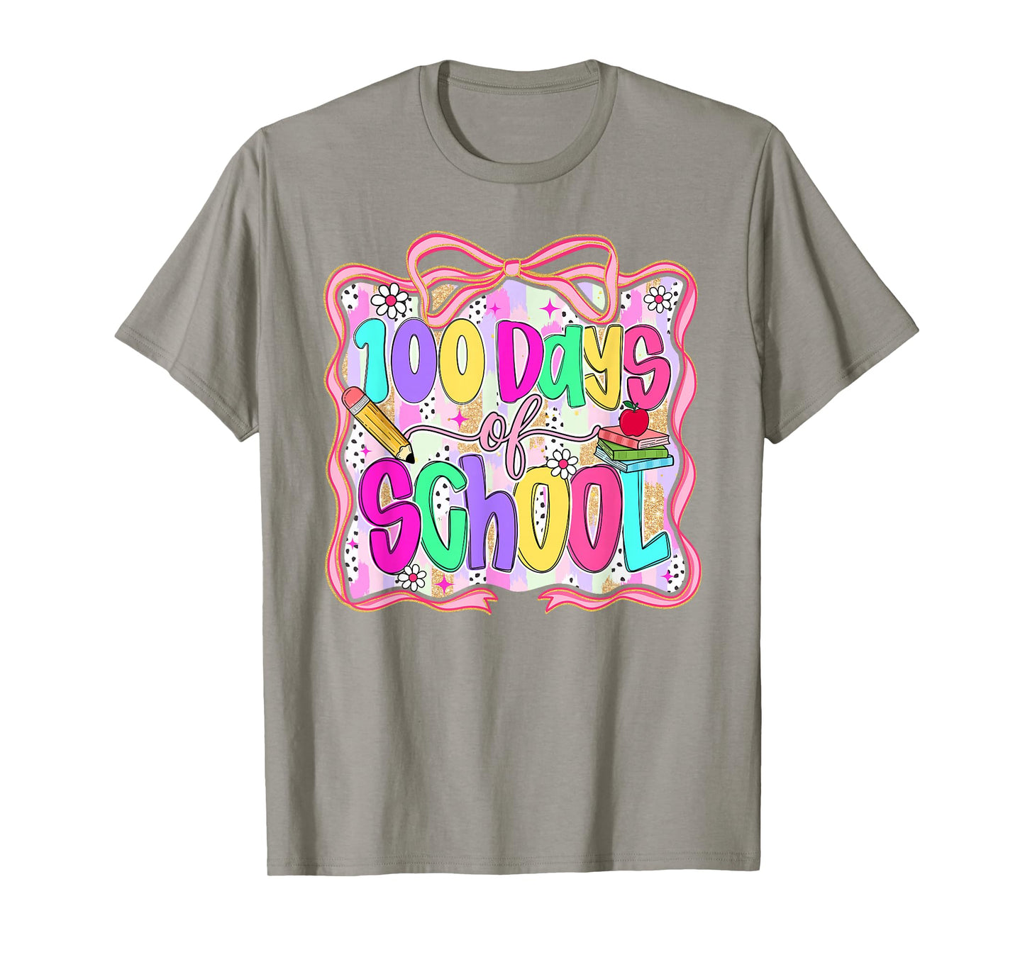 100 Days of School Bow 100th Day of School Teacher Kids Girl T-Shirt