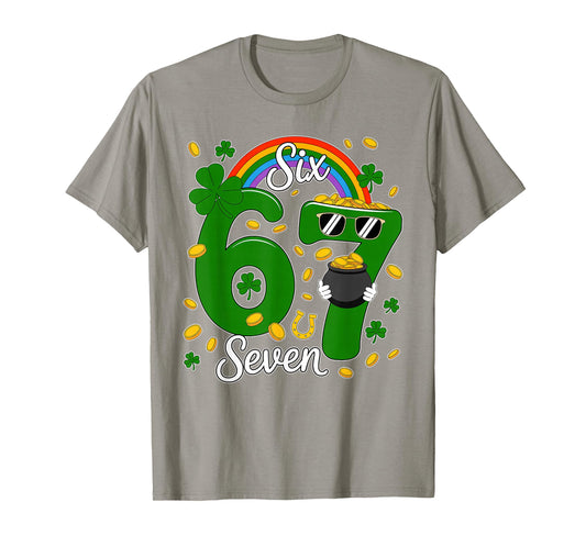 67 Six Seven Funny 6 7 Meme St Patricks Day Leprechaun 67 T-Shirt