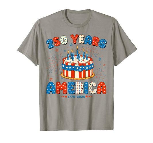Happy Birthday America USA 250 Years Women Kids 4th of July T-Shirt