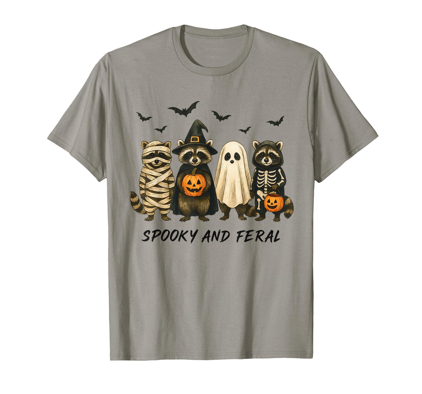 Racoon Halloween Costume Skeleton Ghost Witch Horror T-Shirt
