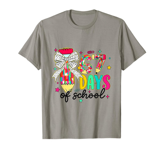 67 Days of School Pencil Coquette Teacher Student T-Shirt