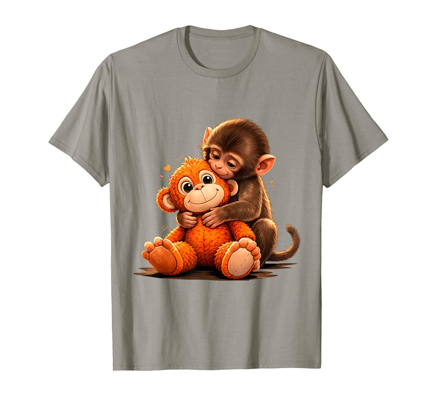 Cute Baby Punch Monkey Hugging Plush Toy T-Shirt