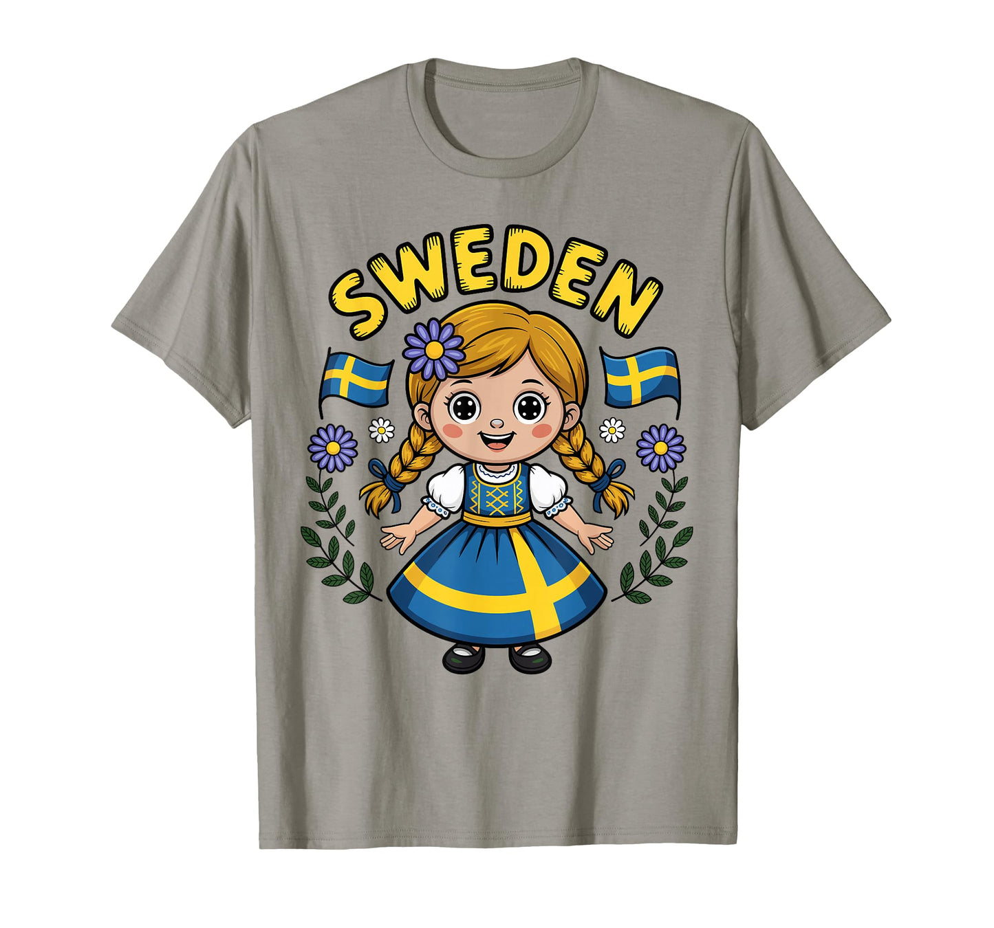 Cute Swedish Girl in Traditional Folk Dress for Kids T-Shirt
