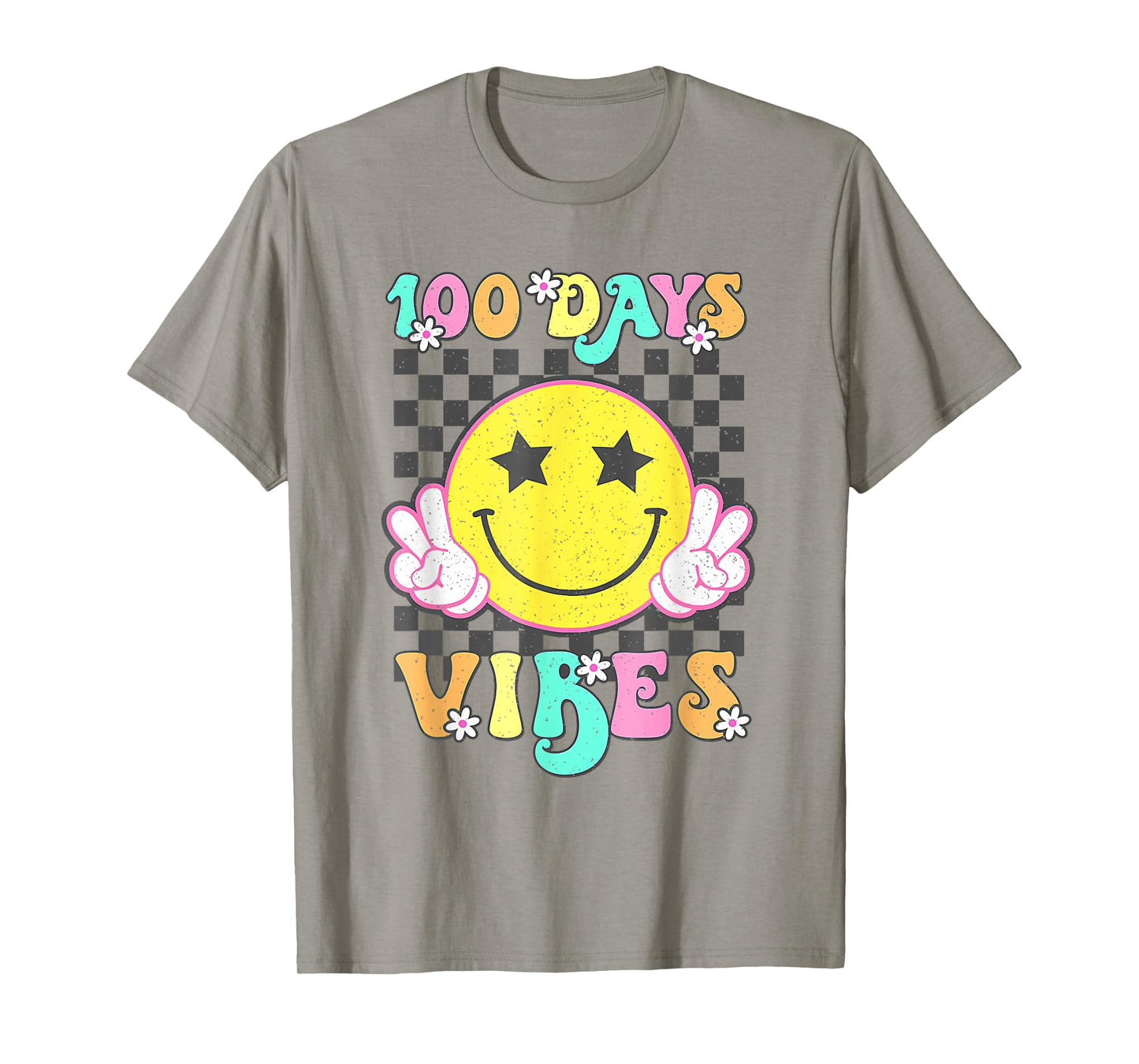 Cute 100 Days Vibes Smile Face 100 Days of School Teens Girl T-Shirt