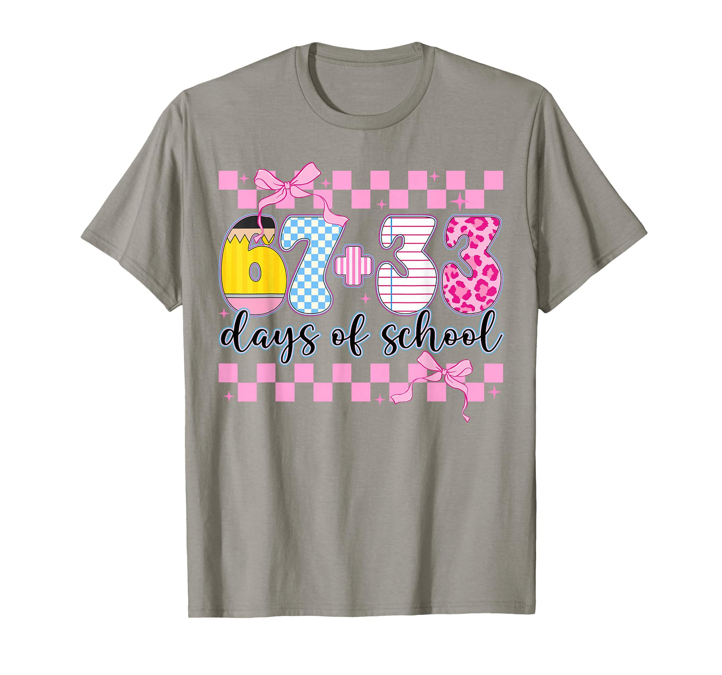 Happy 67 33 Day of School for Teacher Girls Kids 100th Day T-Shirt