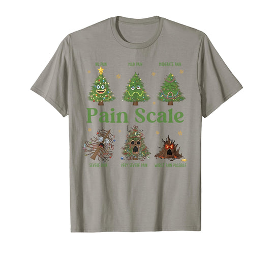 Pain Scale Christmas Funny Tree Xmas Nurse Holiday T-Shirt