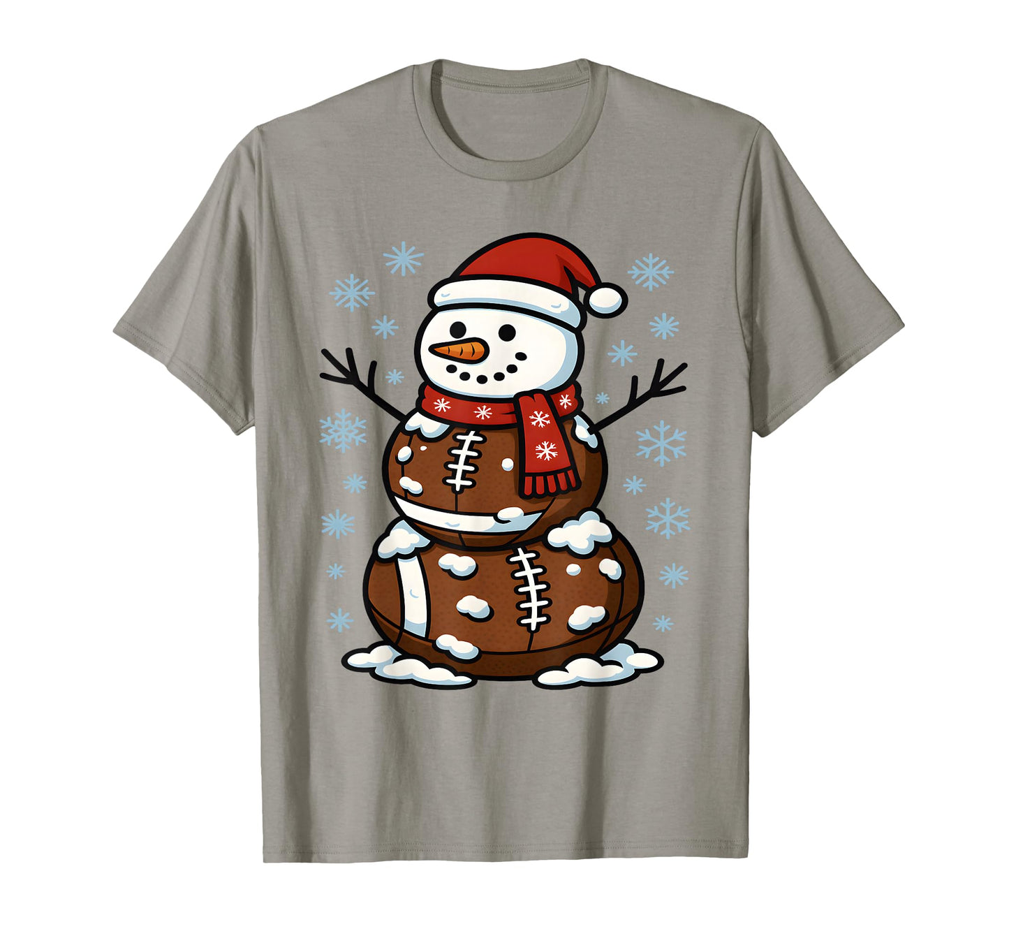 Christmas Football Snowman Kids Football Christmas Women Men T-Shirt