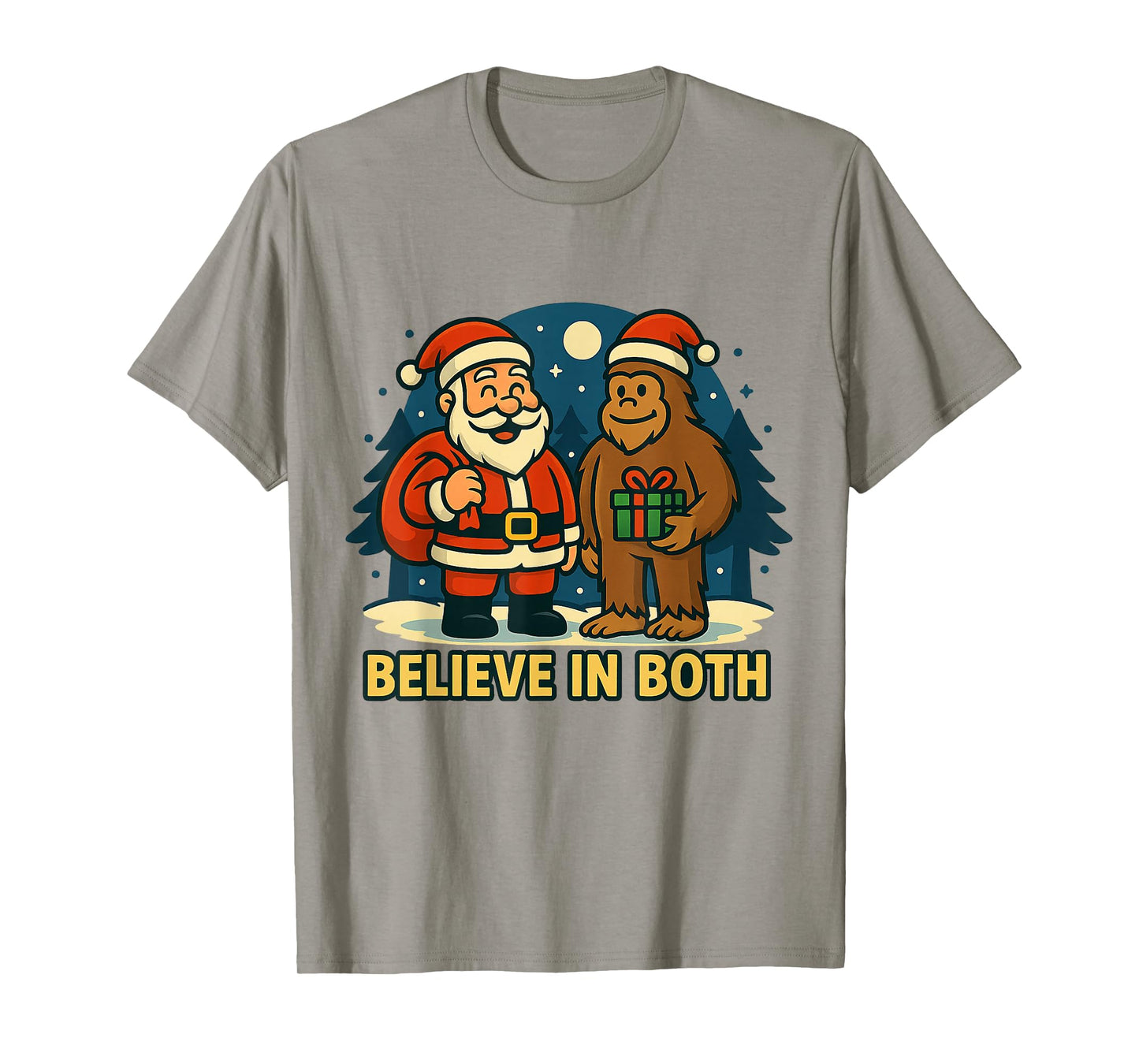 Bigfoot Santa Believe Funny Christmas Holiday Retro for Men T-Shirt