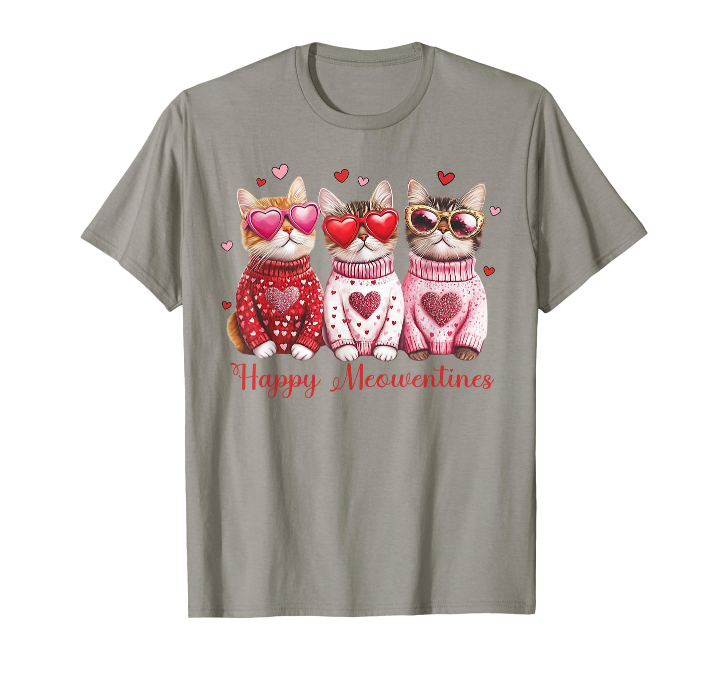 Valentine Cat Happy Meowentines Heart Valentines Cat Lover T-Shirt