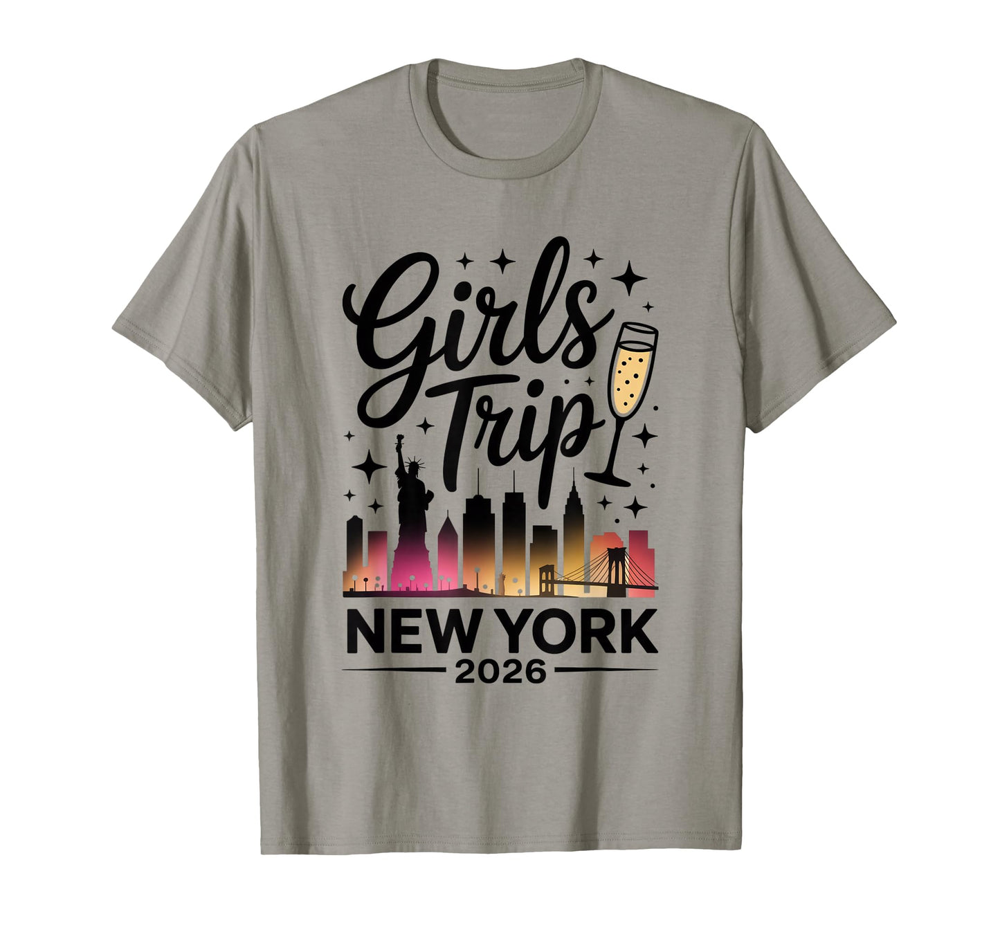 Girls Trip New York 2026 City Skyline Travel Crew T-Shirt