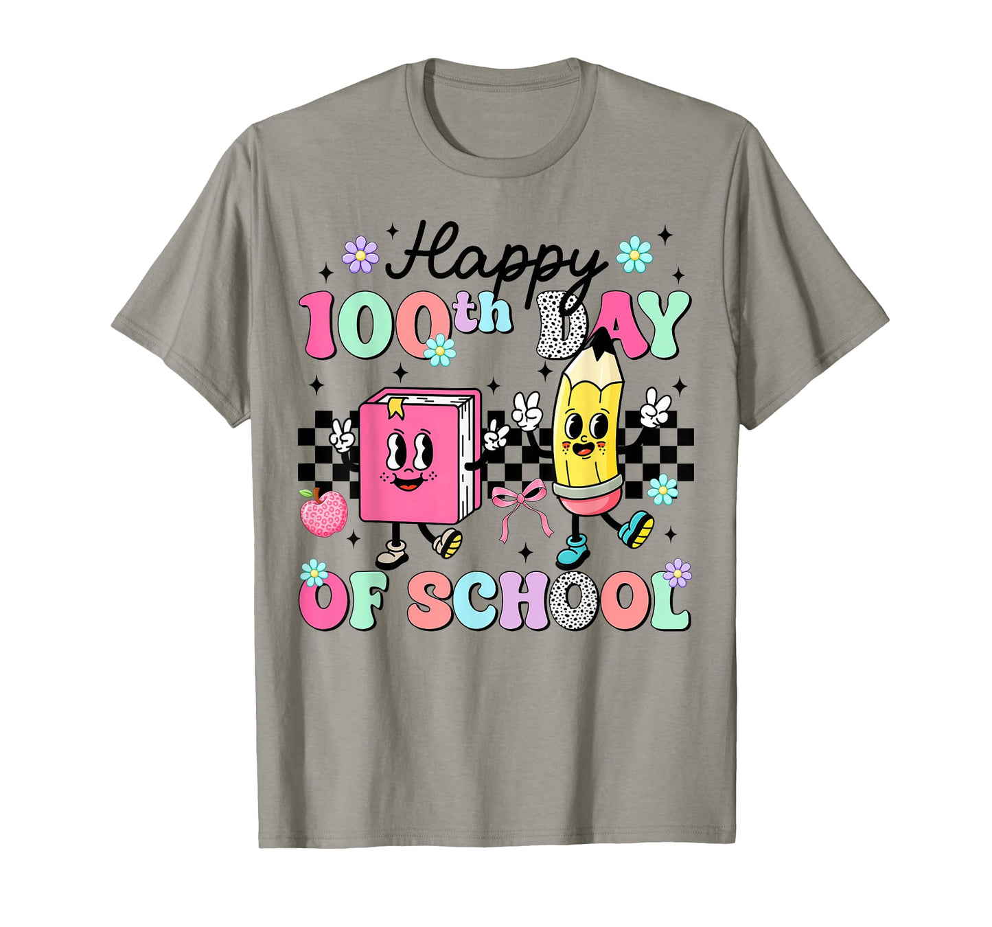 Happy 100th Day of School Student Gift Girls Teachers Kids T-Shirt