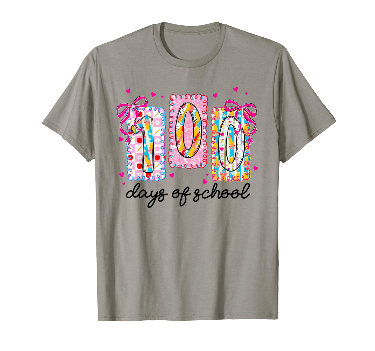 Preppy 100 Days of School Coquette Bow 100th Day of School T-Shirt