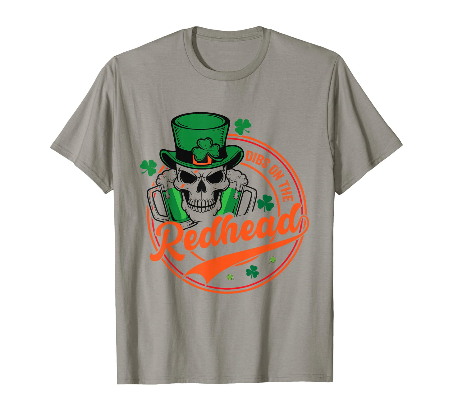 St Patricks Day Irish Skeleton Shamrock Dibs On The Redhead T-Shirt