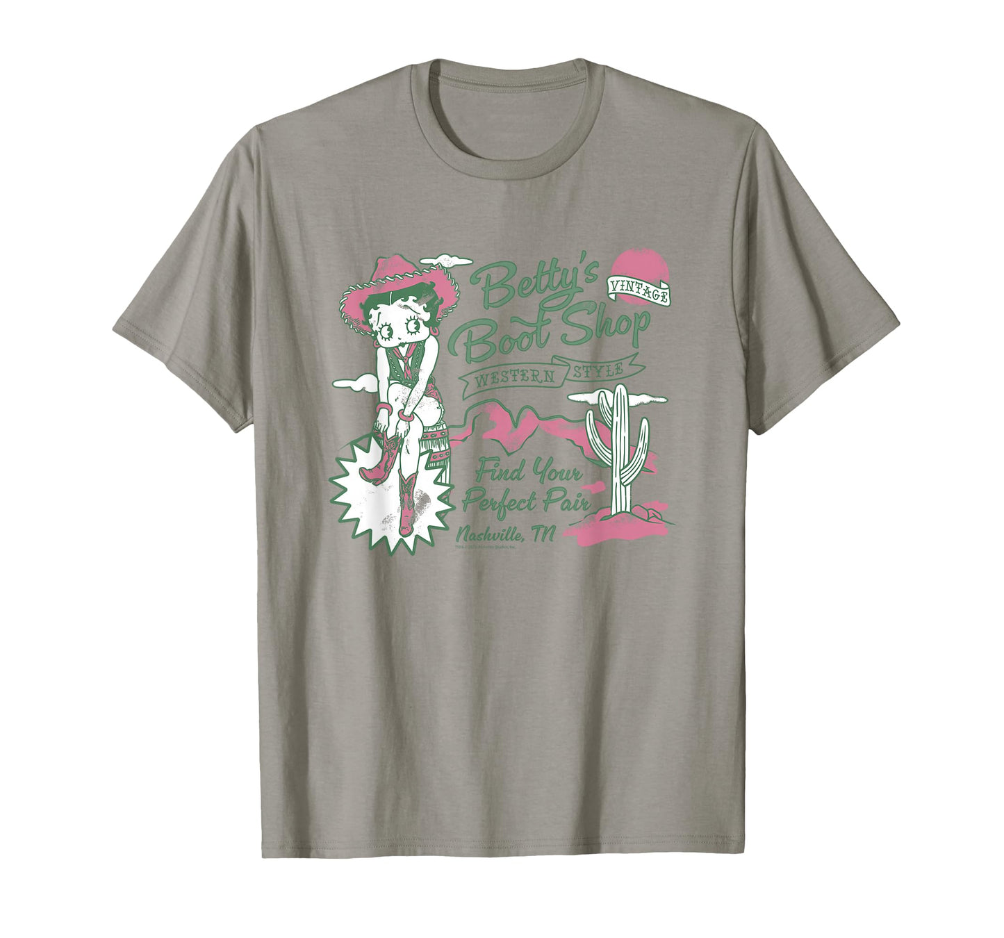 Betty Boop Nashville Western Boot Shop Retro T-Shirt
