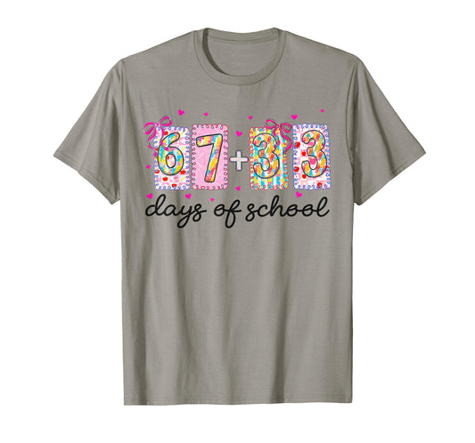 Preppy 67+33 Days of School Coquette Bow 100 Days Kid T-Shirt