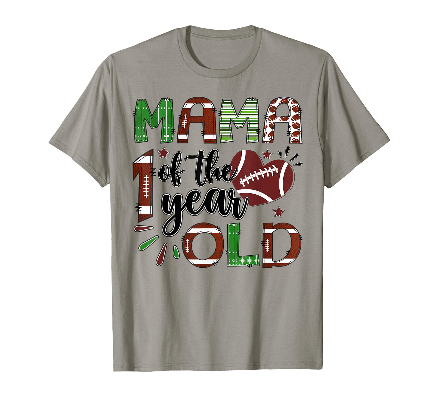 Mama of The 1 Year Old Football 1st Birthday Boy Matching T-Shirt
