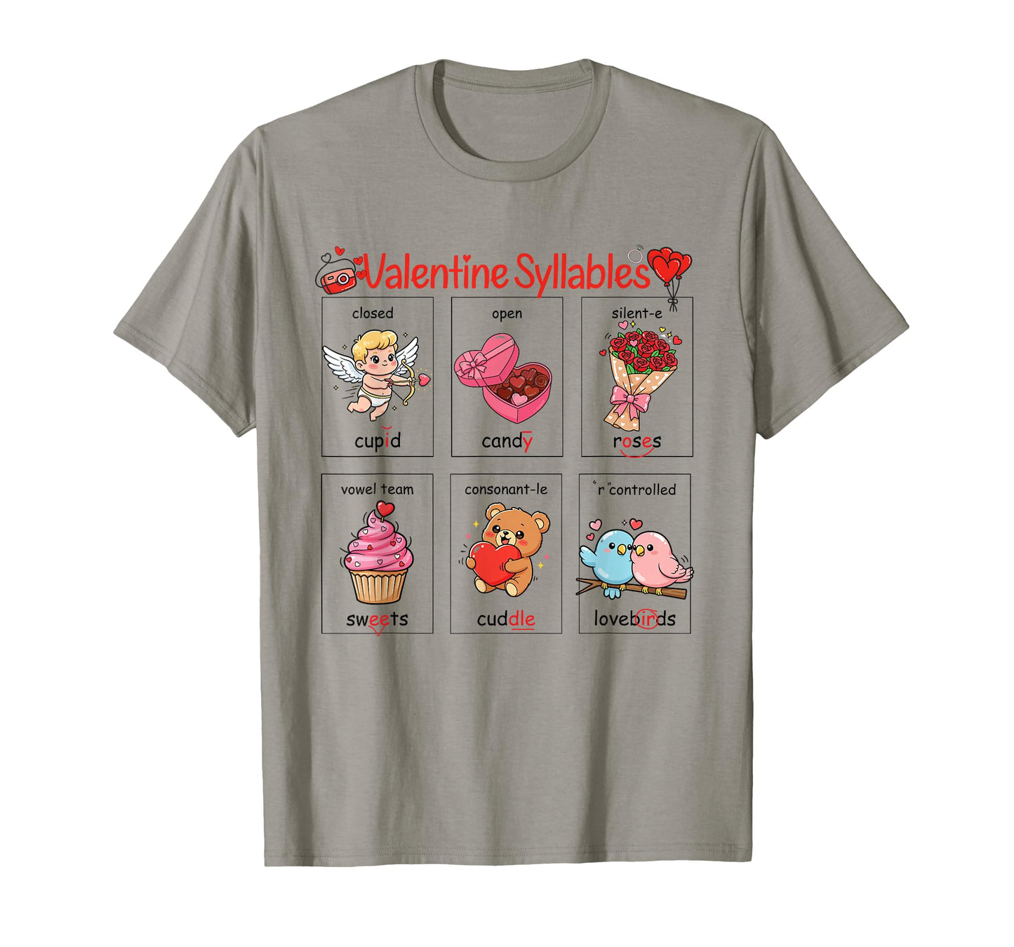 Valentine six Syllables Phonetics Kids and Teacher T-Shirt