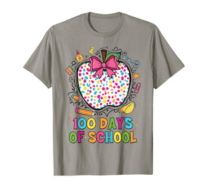 100 Days of School Bow Pencil Apple 100th Day of School T-Shirt