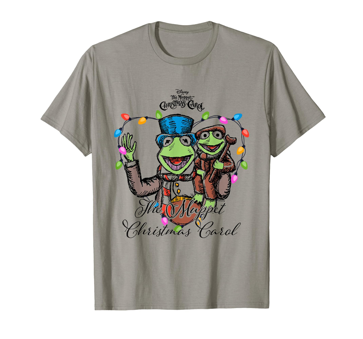 Disney The Muppet Christmas Carol Kermit Tiny Tim Colorful T-Shirt