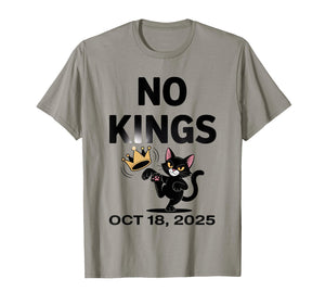 Black Cat No Kings October 18 No Kings Day T-Shirt