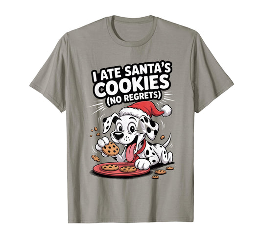 I Ate Santas Cookies Xmas Puppy Funny Christmas Dalmatian T-Shirt