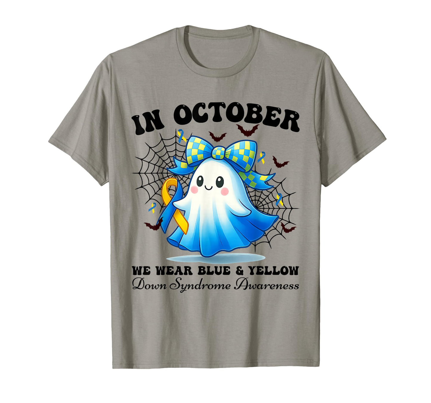 in October We Wear Blue and Yellow Down Syndrome Awareness T-Shirt