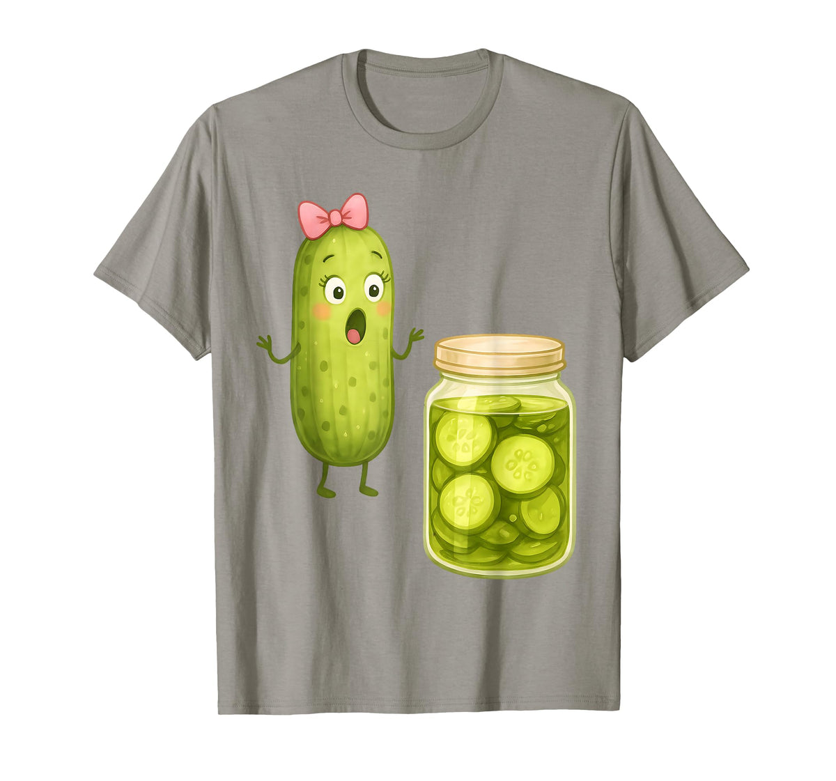 Funny Pickle Surprise Cucumber and Jar Pickle Bow Girl Women T-Shirt