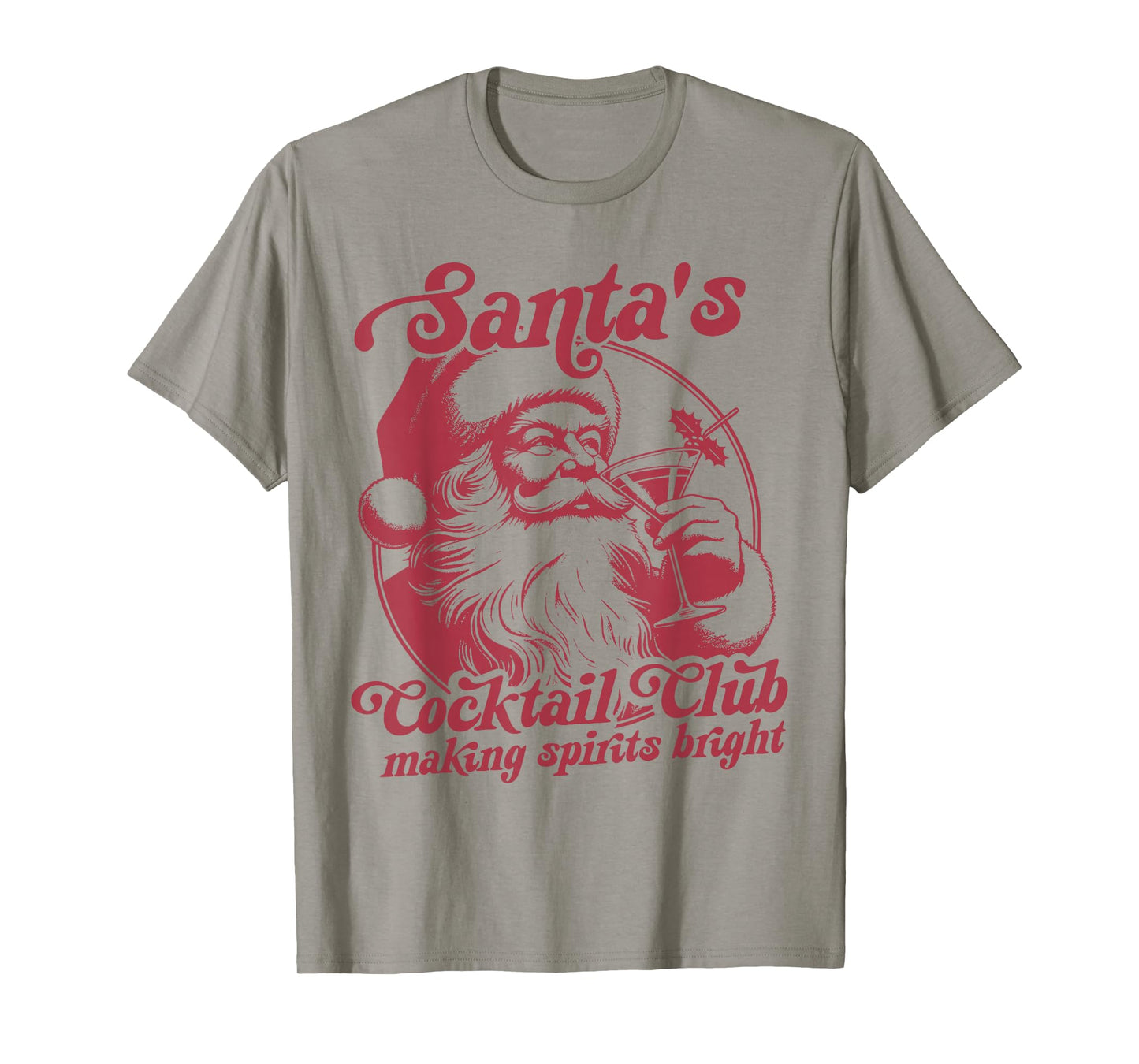 Vintage Retro Santa's Cocktail Club Festive Holiday Season T-Shirt