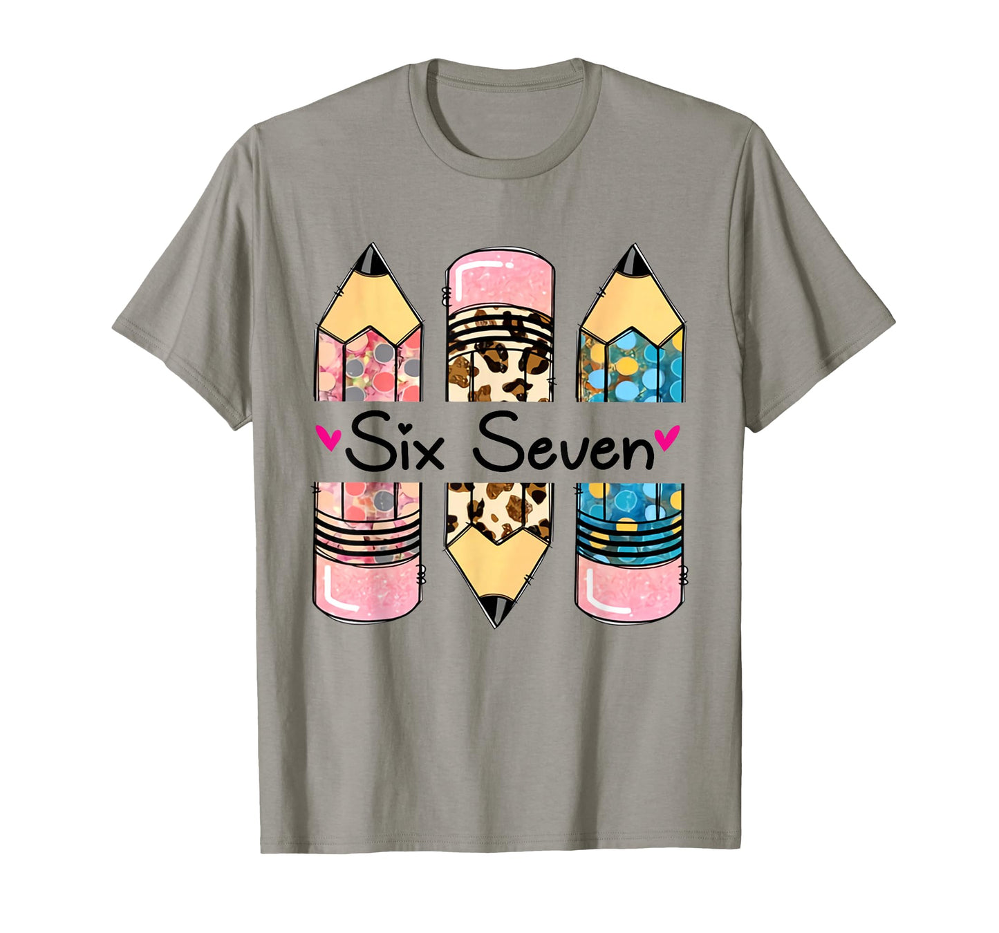 Six Seven 6 7 Meme 67 Teacher Design for Women Girls T-Shirt