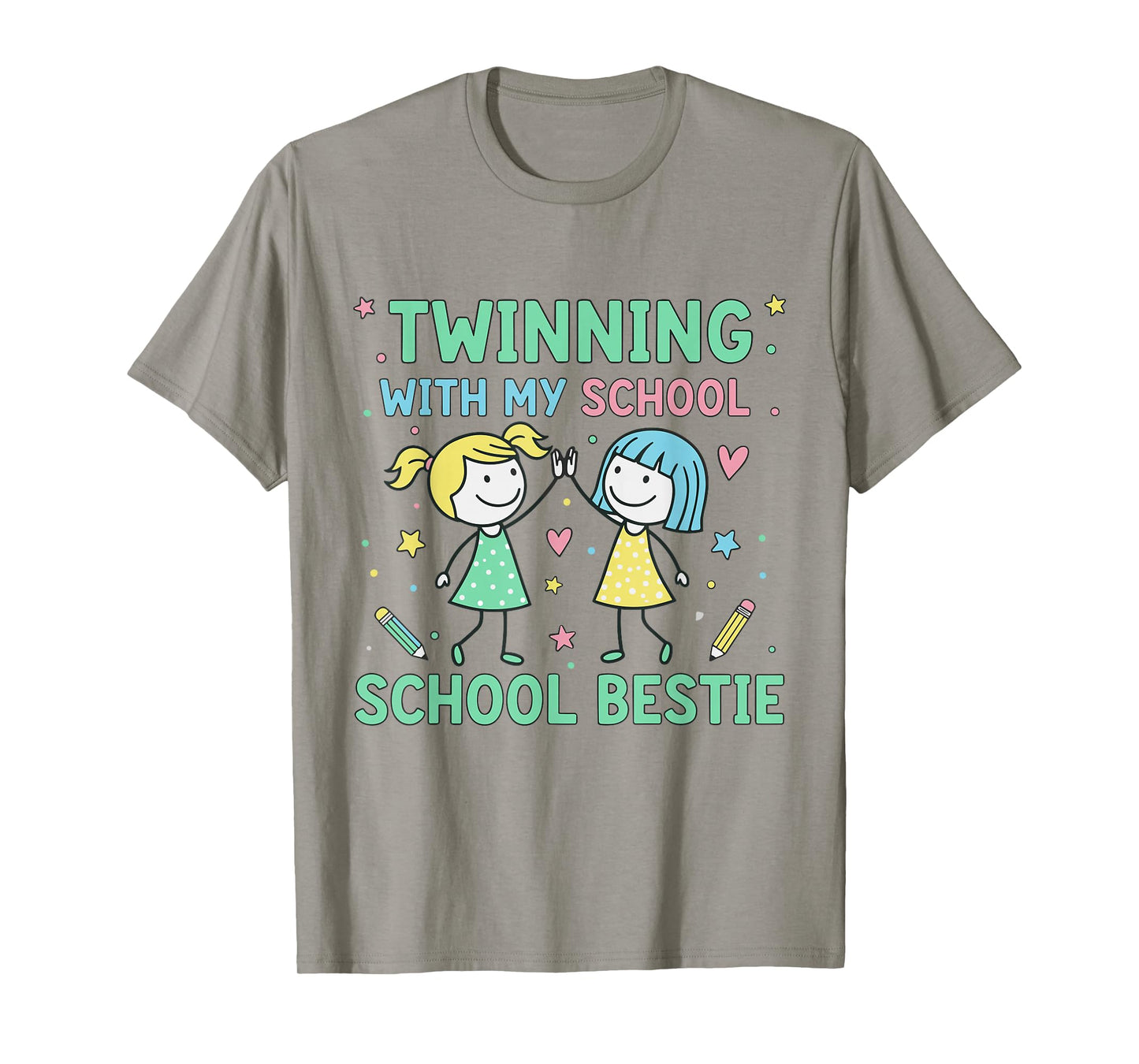 Twinning with My School Bestie Cute Matching Friend Twin Day T-Shirt