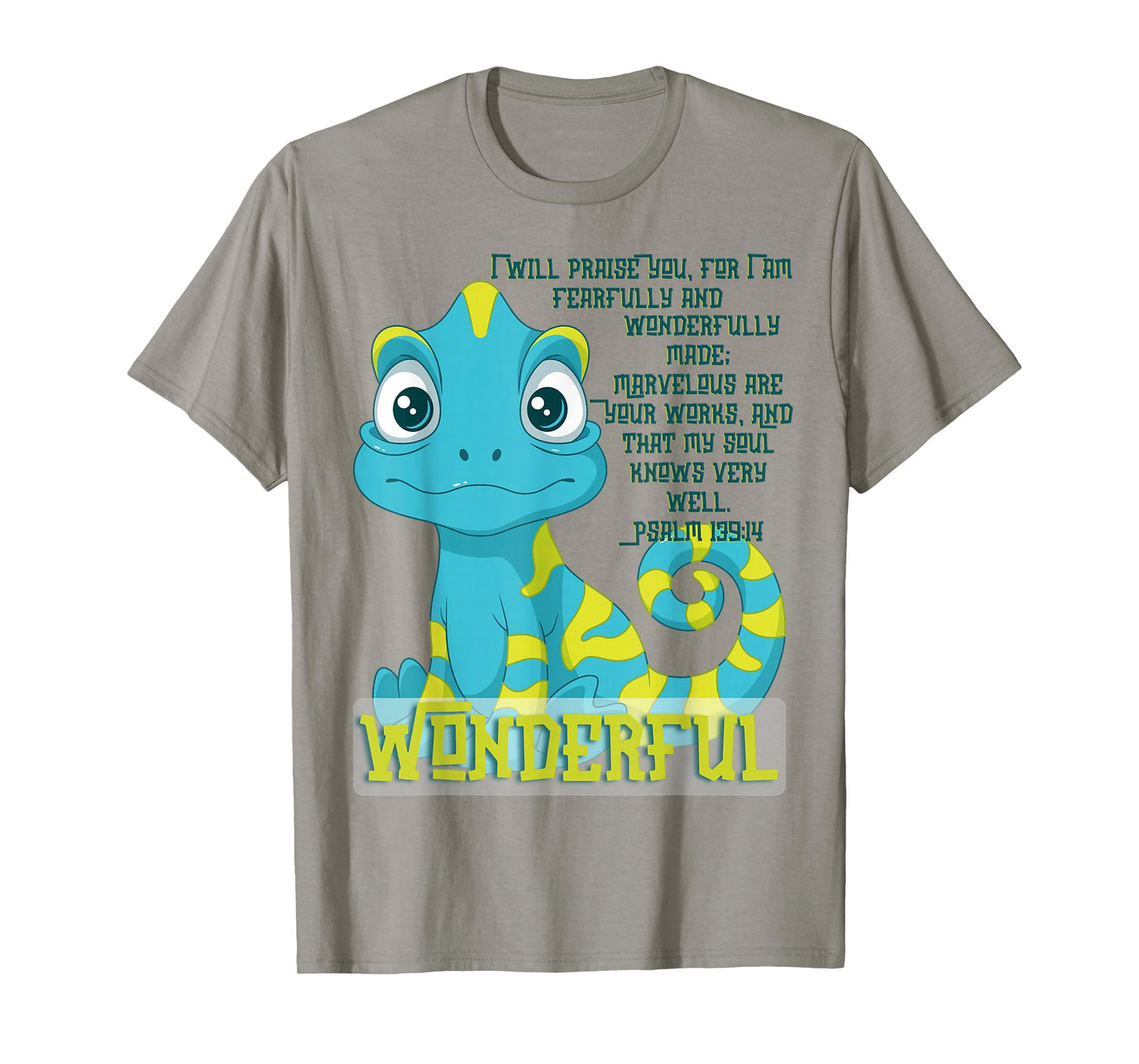 Wonderfully Made Lizard Psalm 139:14 Christian Faith Design T-Shirt