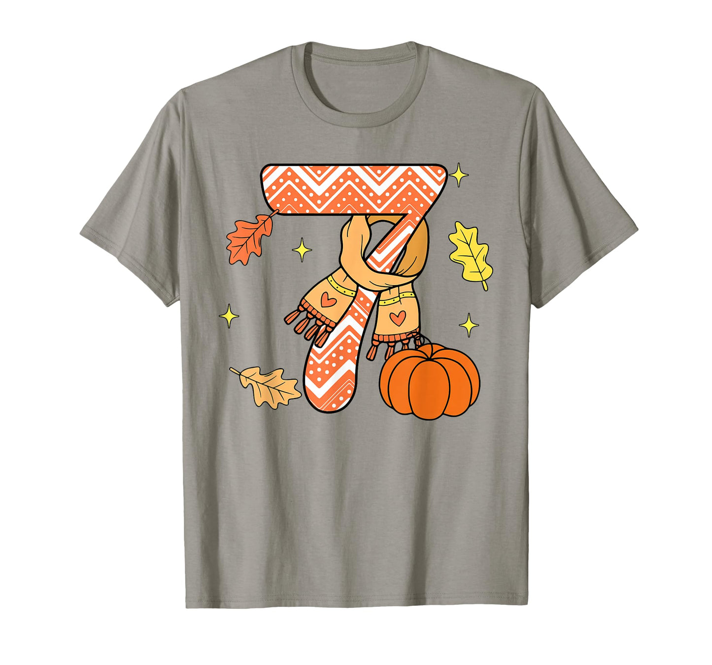 Number 7 Fall Matching Autumn Pumpkin Cozy Style T-Shirt