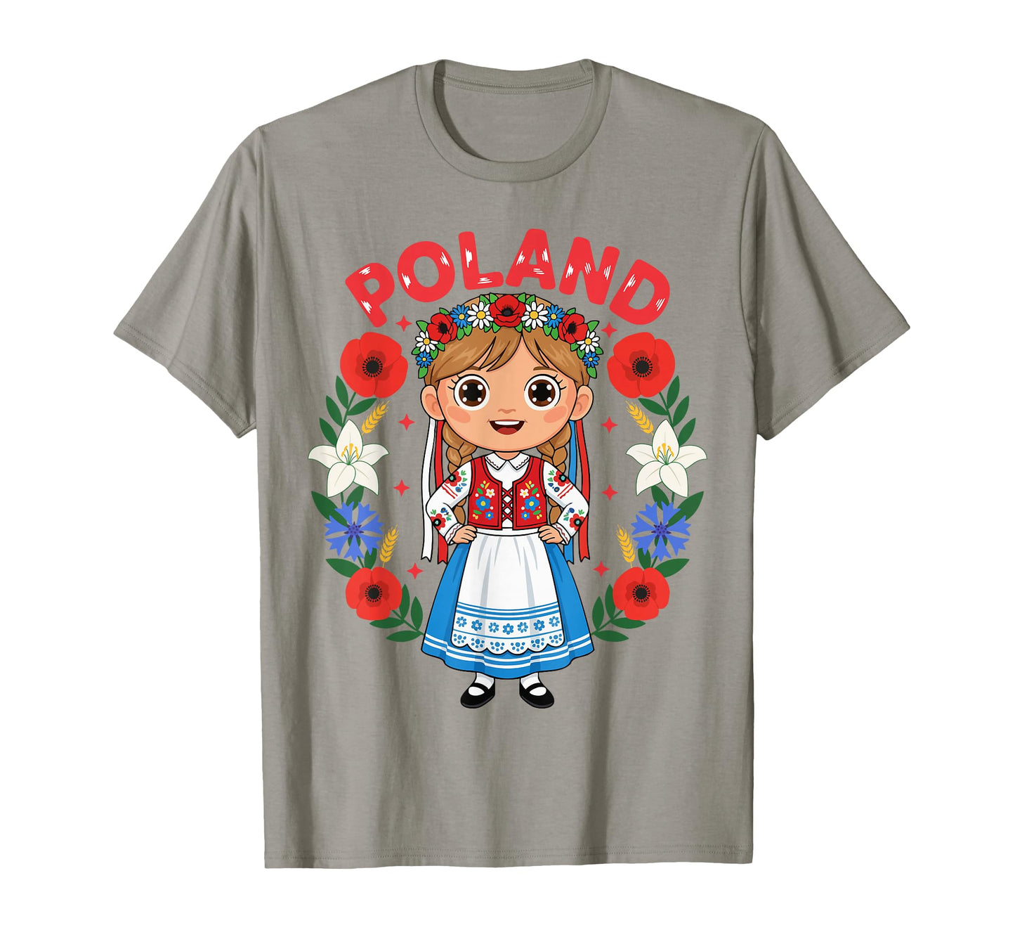 Poland Polish Girl Traditional Dress Flowers Heritage T-Shirt