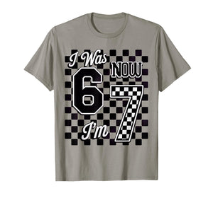 Checkered I was 6 Now I'm 7 Birthday Seven Years Old T-Shirt