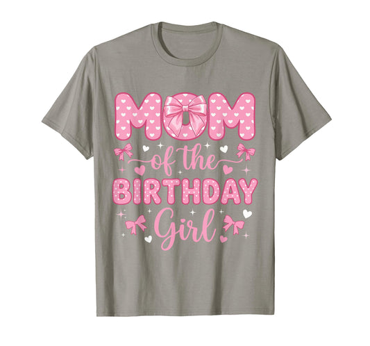 Mom of The Birthday Girl Coquette Bow Party Family Matching T-Shirt