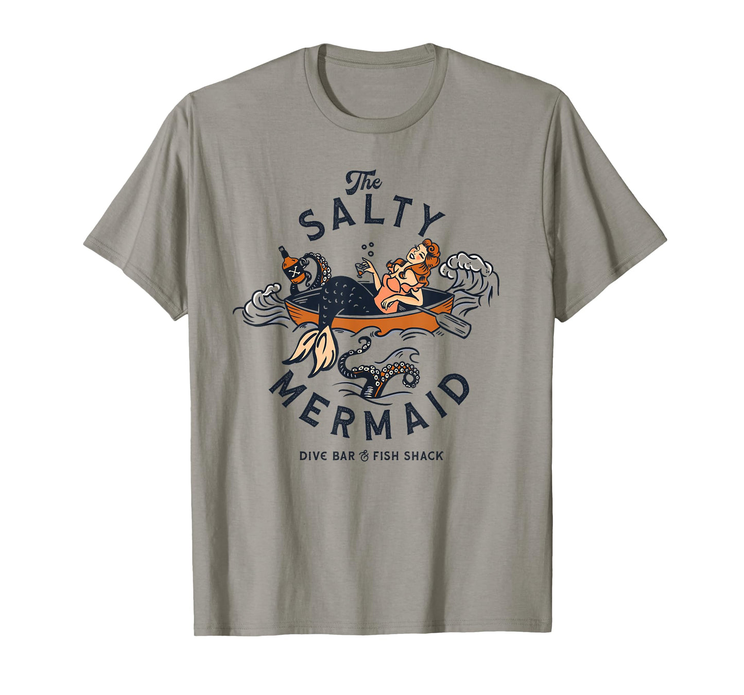Mermaid Dive Bar & Salty Fish Shack. Vintage Pinup Art Shirt T-Shirt
