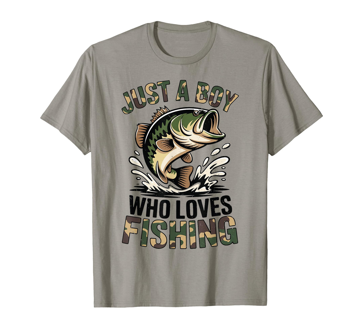 Youth Fishing Camo Bass Fish Just A Boy Who Loves Fishing T-Shirt