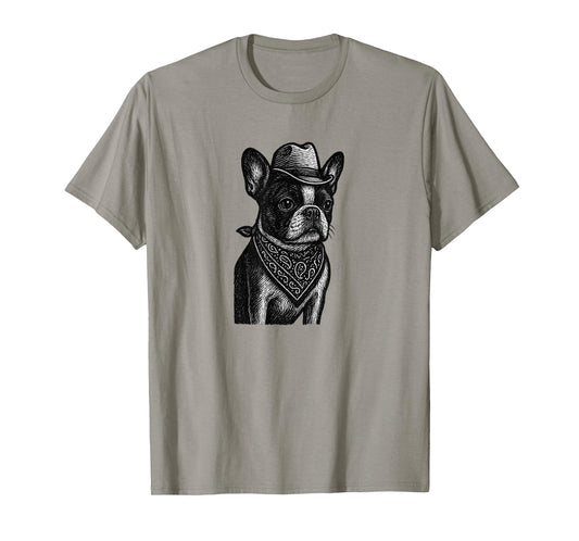 Boston Terrier Dog Cowboy Bandana Funny T-Shirt
