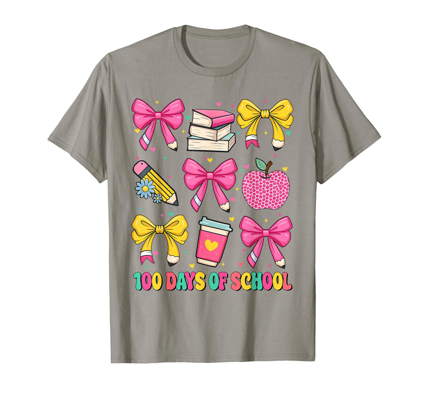 100 Days of School Bow Pink 100th Day Teacher Girl T-Shirt