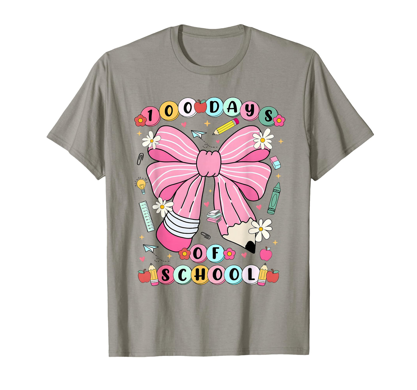 100 Days of School Girls Coquette Bow 100th Day of School T-Shirt