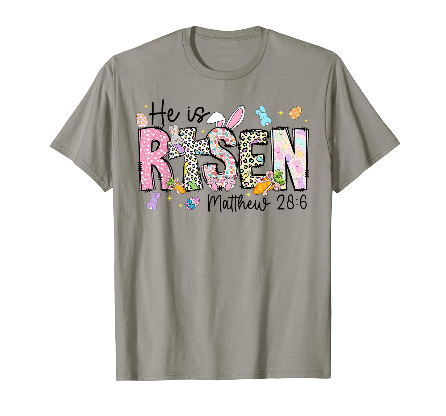 Happy Easter He is Risen Jesus Matthew 28:6 Women Kids Girls T-Shirt