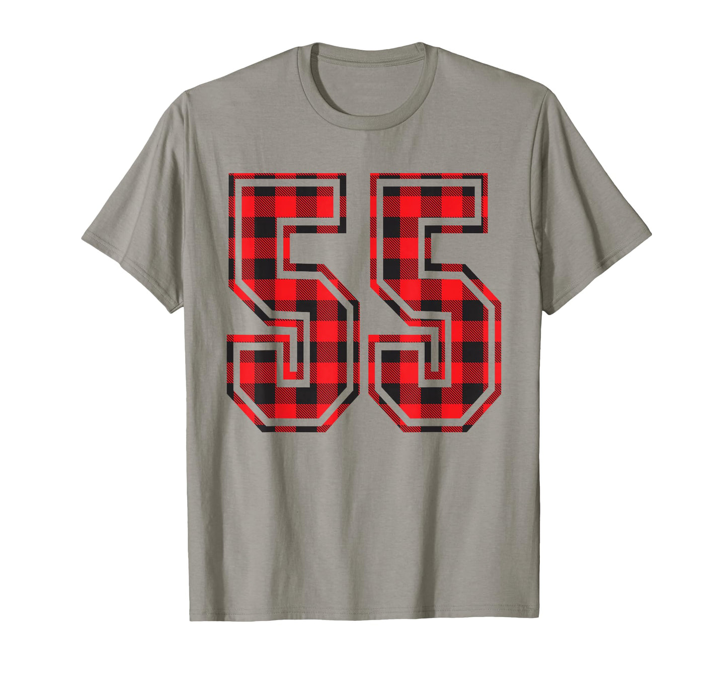 Cute Number 55 Christmas Red Plaid Pattern #55 Unform Jersey T-Shirt