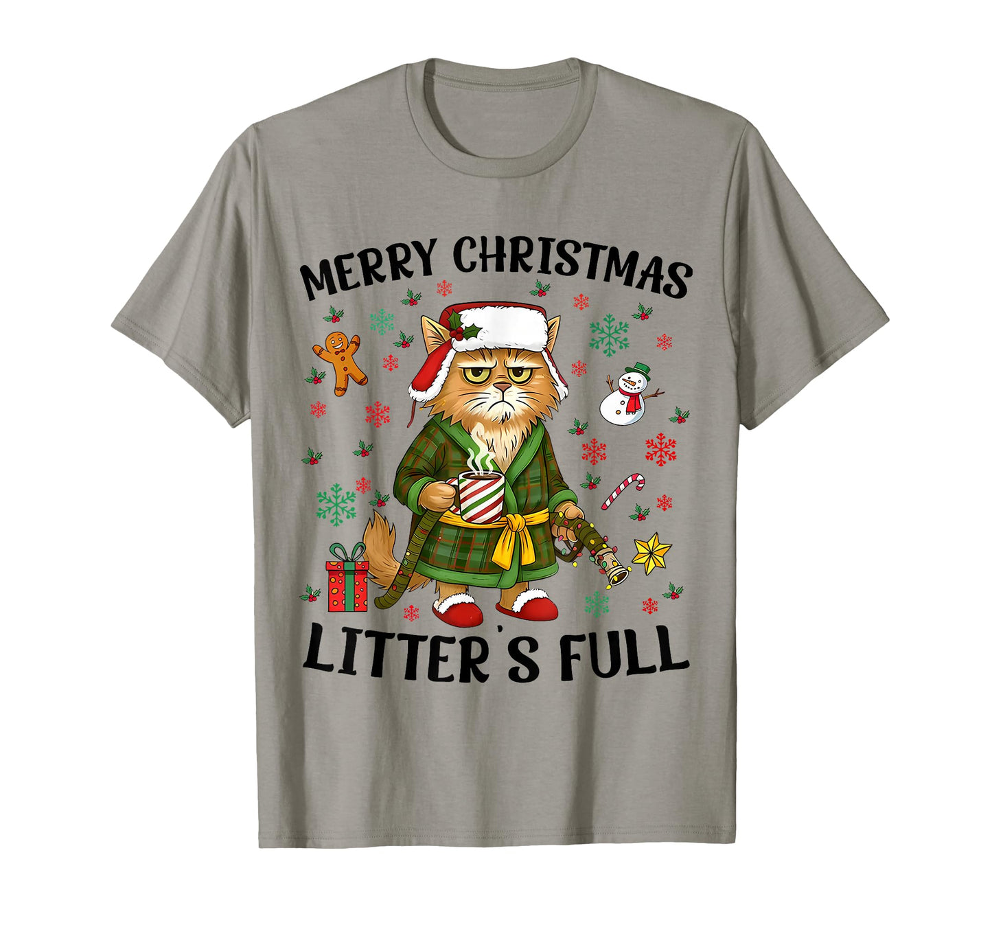 Merry Christmas Litter’s Full Funny Cat Lover T-Shirt