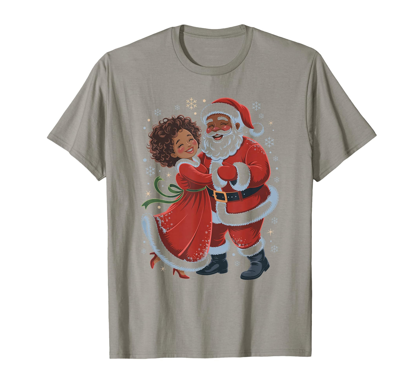African American Santa Dancing with Mrs Claus Couple Dance T-Shirt