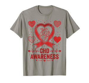 CHD Awareness Wear Red Congenital Heart Defect Ribbon T-Shirt