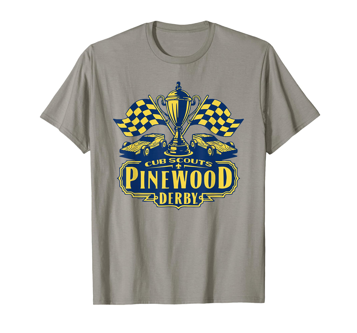 Pinewood Derby Cub Scouts Checkered Flag Racing Trophy Logo T-Shirt