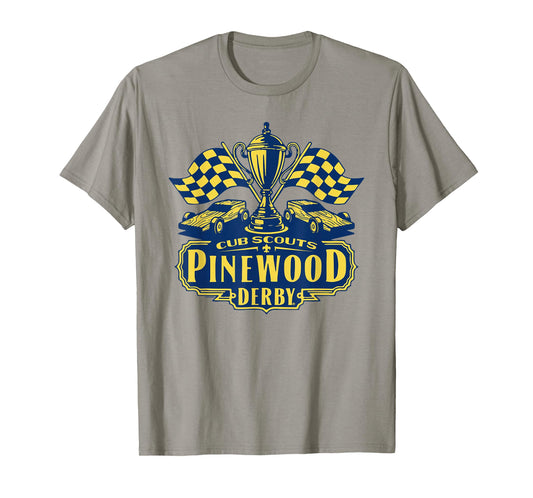 Pinewood Derby Cub Scouts Checkered Flag Racing Trophy Logo T-Shirt