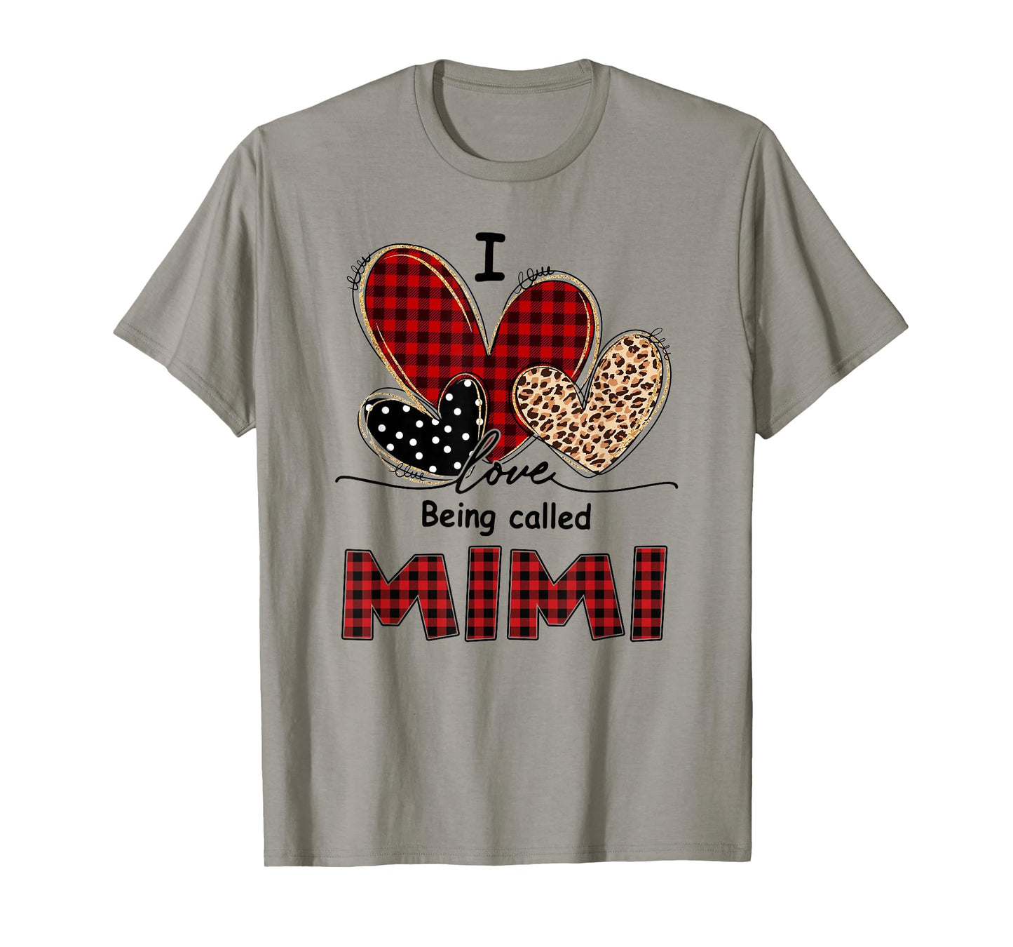 I Love Being Mimi Red Plaid Leopard Christmas Valentine Mimi T-Shirt